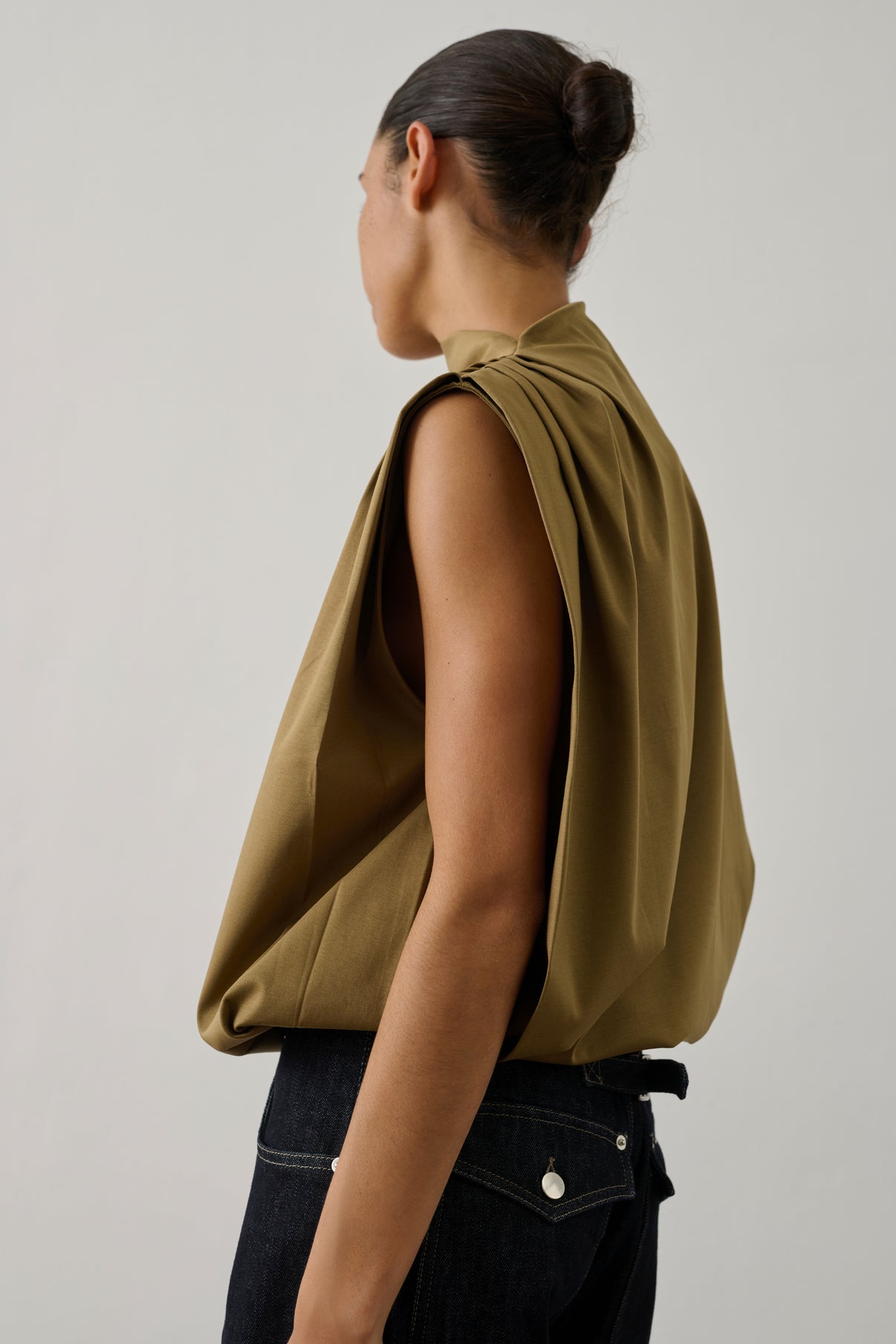 Top Idris - Beige Vert - Coton - Femme vue 2