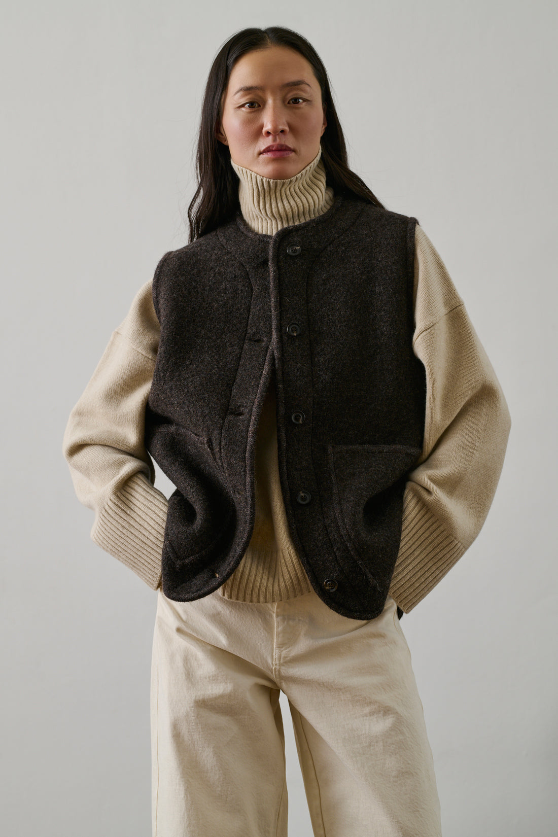 Blouson Chicago - Marron Chiné - Laine - Femme