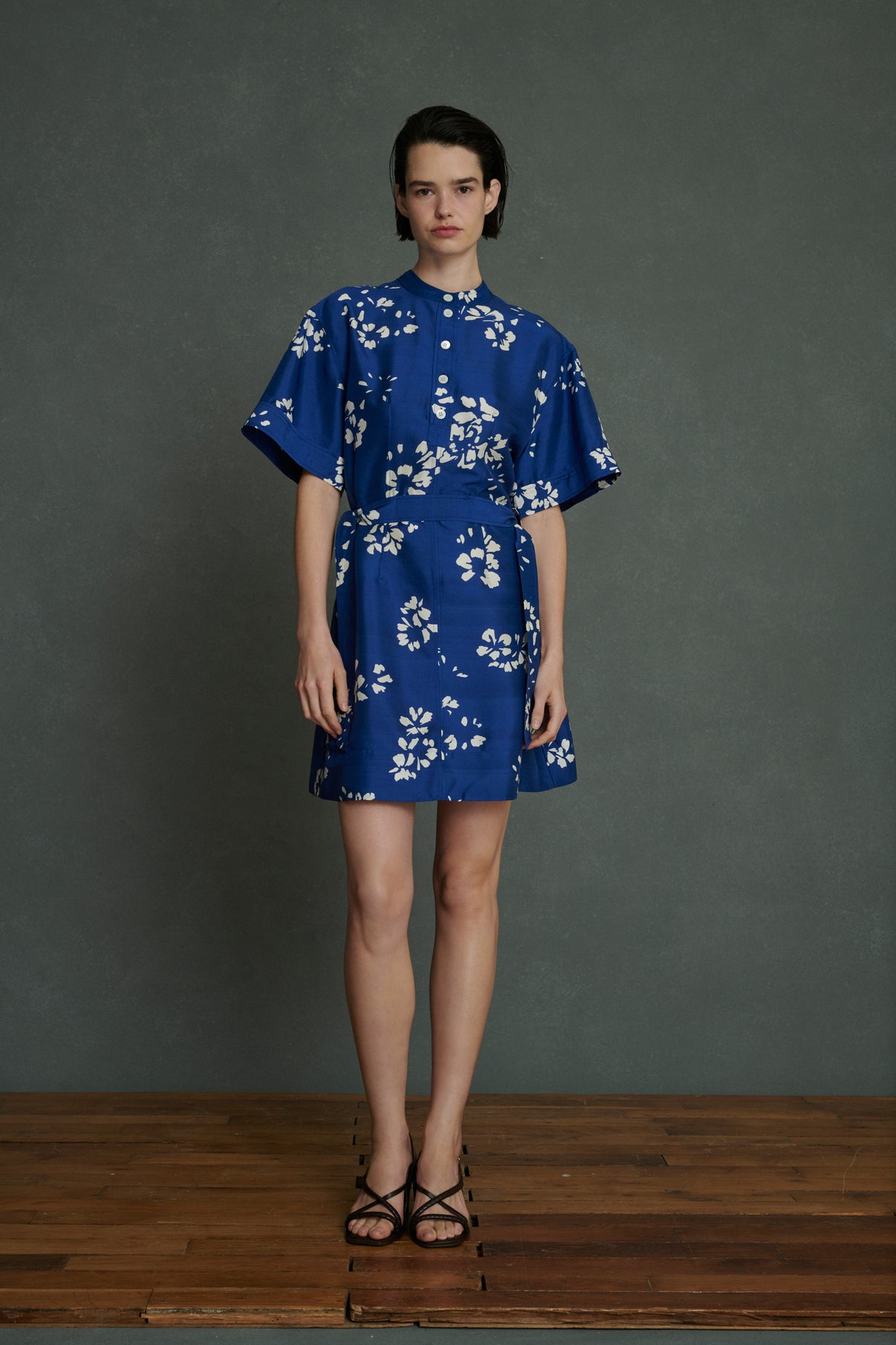 Robe Wanda - Bleu/Écru - Soie - Femme vue 2