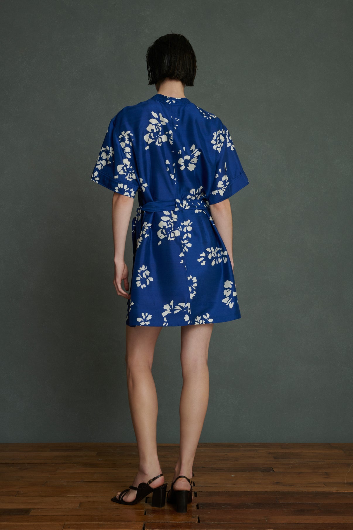 Robe Wanda - Bleu/Écru - Soie - Femme vue 3