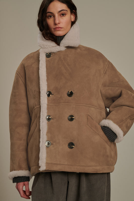 Manteau Bonn - Beige/Crème - Cuir - Femme